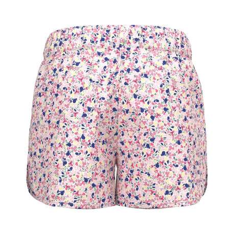 Short blanc imprimé avec des fleurs à taille élastiquée et coupe droite - Image 2