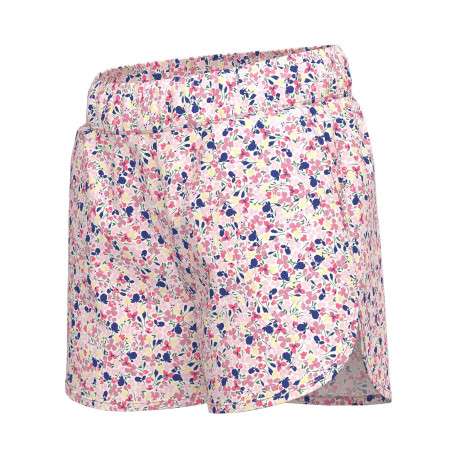 Short blanc imprimé avec des fleurs à taille élastiquée et coupe droite - Image 3