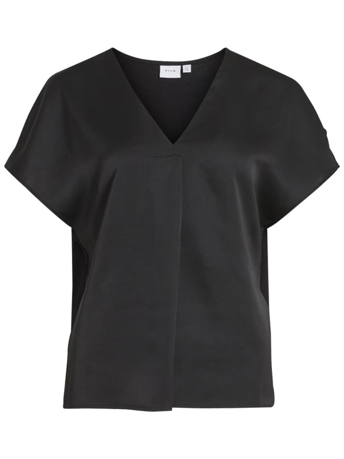 Top noir uni satiné avec...