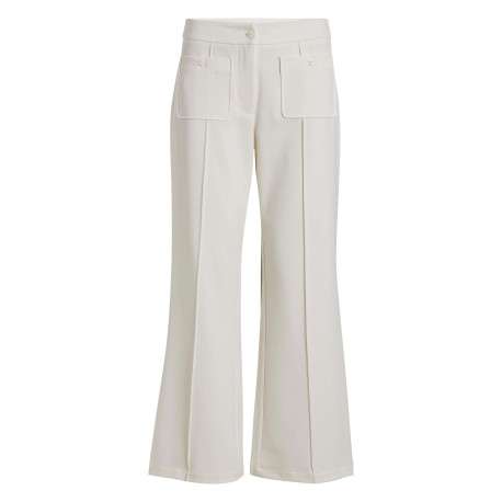 Pantalon écru uni avec une coupe bootcut et 2 poches à l'avant - Image 3