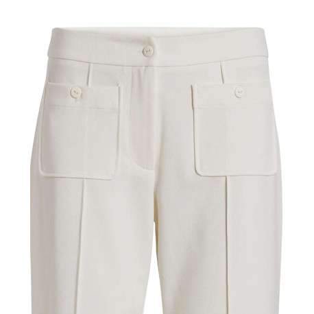 Pantalon écru uni avec une coupe bootcut et 2 poches à l'avant - Image 5