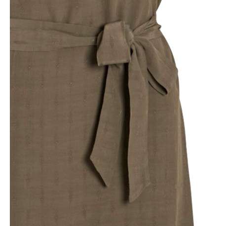 Robe courte kaki unie avec une coupe regular fit un col v et à manches courtes - Image 3