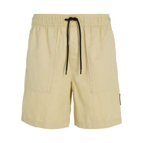 Short de jogging en coton et lin mélangé tilleul avec une coupe regular fit