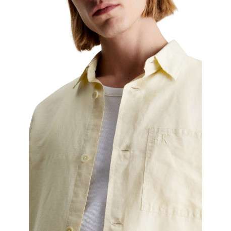 Chemise en coton et lin mélangé tilleul avec une coupe slim et un col français - Image 4