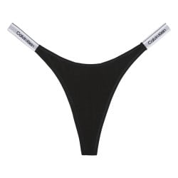 String en coton noir uni avec une taille haute et détail élastiqué