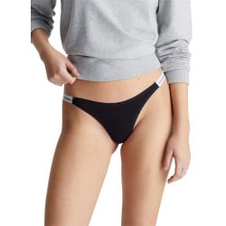String en coton noir uni avec une taille haute et détail élastiqué