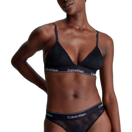Soutien-gorge noir uni avec des bretelles et détail en dentelle - Image 2