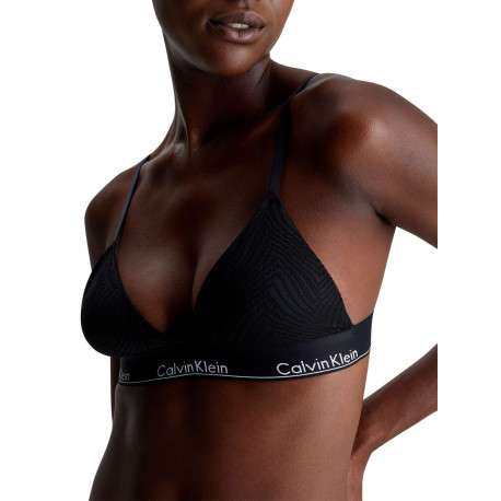 Soutien-gorge noir uni avec des bretelles et détail en dentelle - Image 4