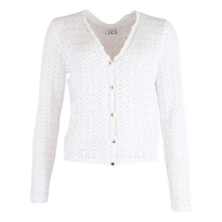 Cardigan blanc uni avec une coupe droite et des manches longues