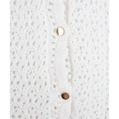 Cardigan blanc uni avec une coupe droite et des manches longues - Image 4