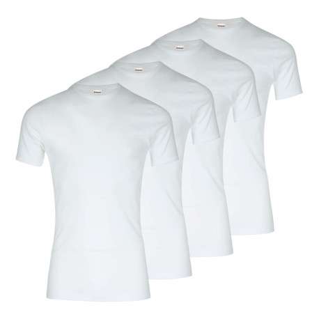 Lot de 4 t-shirts en coton blancs avec un col ras du cou et coupe près du corps