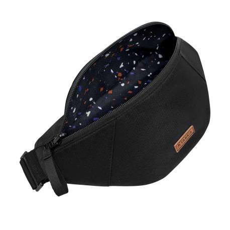 Banane noire unie reversible à bandoulière ajustable et fermeture zippée - Image 3