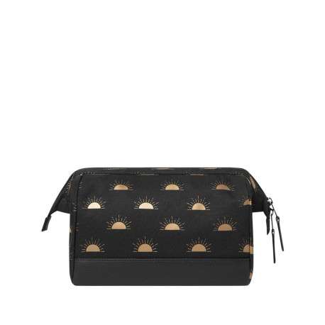 Trousse de toilette noire imprimée et à fermeture zippée double tirette - Image 2