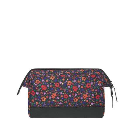 Trousse de toilette noire fleurie et à fermeture zippée double tirette - Image 2