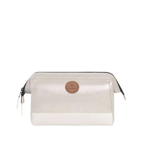 Trousse de toilette or unie avec une fermeture zippée à double tirette