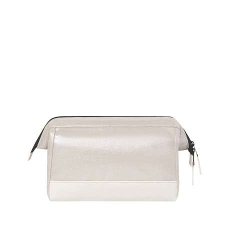 Trousse de toilette or unie avec une fermeture zippée à double tirette - Image 2