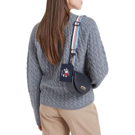 Sac à bandoulière marine uni avec une bandoulière avec liserés - Image 4