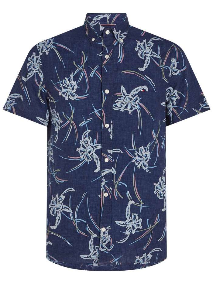 Chemise en lin marine...