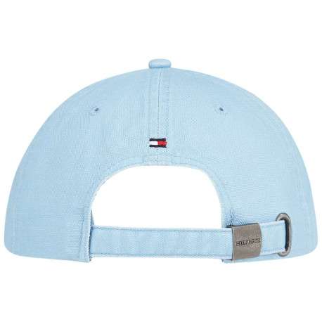 Casquette en coton bleue unie coupe strapback avec un clip à l'arrière - Image 2