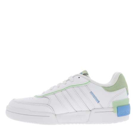 Baskets basses Postmove Se W blanches, vertes et bleues avec lacets plats