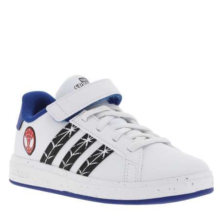 Baskets basses tennis blanches avec lacets plats et une bande auto-agrippante - Image 3
