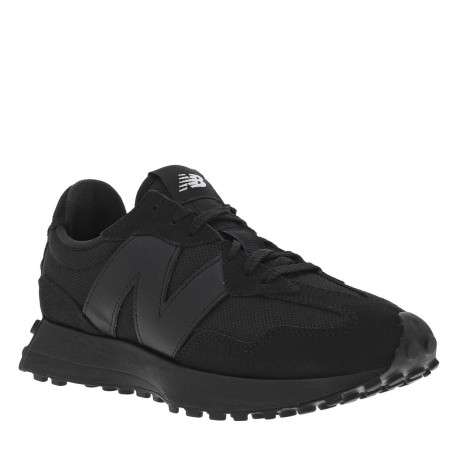 Baskets basses running 327 en cuir et cuir nubuck noires avec des lacets plats - Image 3