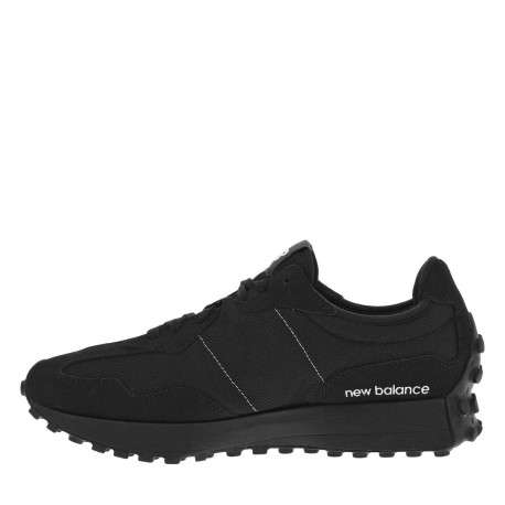 Baskets basses running 327 en cuir et cuir nubuck noires avec des lacets plats