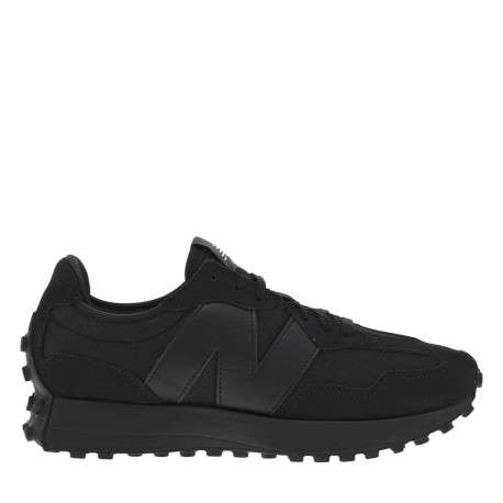 Baskets basses running 327 en cuir et cuir nubuck noires avec des lacets plats - Image 2