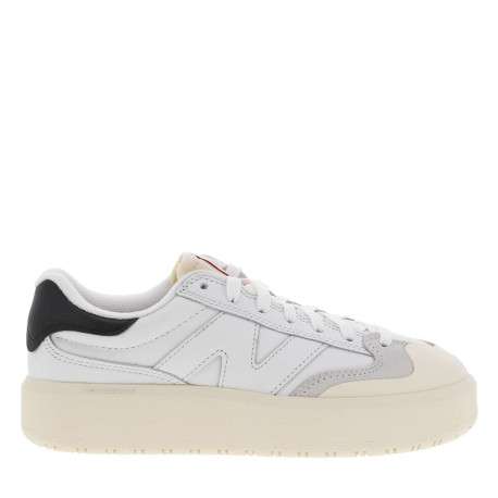 Baskets basses tennis 302 en cuir blanches à plateforme avec des lacets plats - Image 2