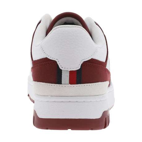 Baskets basses tennis en cuir bordeaux et blanches avec des lacets plats - Image 6