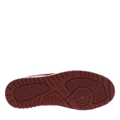 Baskets basses tennis en cuir bordeaux et blanches avec des lacets plats - Image 5