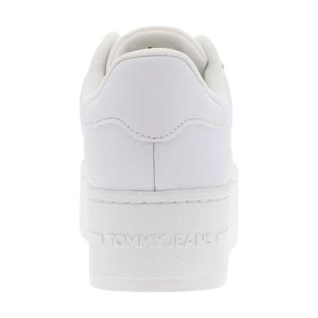 Baskets basses tennis en cuir blanches avec semelle plateforme et lacets plats - Image 6