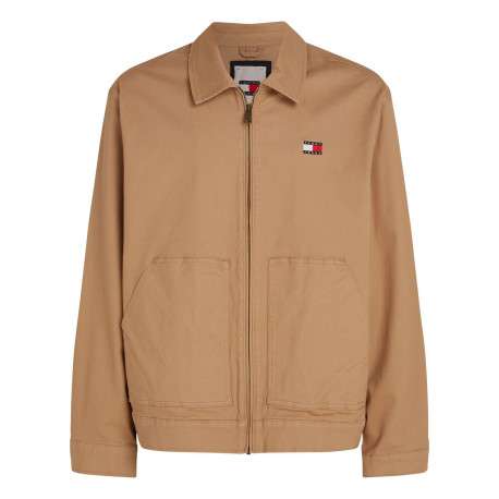 Blouson en coton sable uni avec une coupe droite et un col français