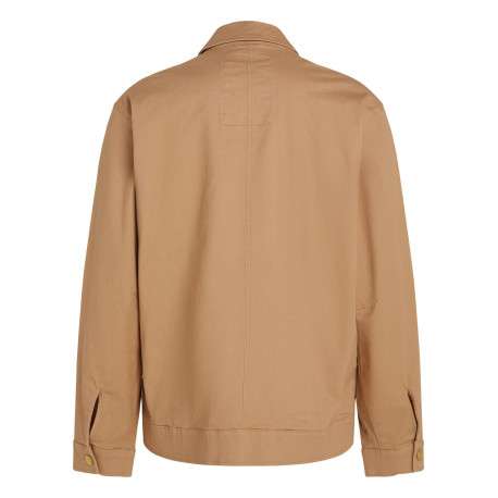 Blouson en coton sable uni avec une coupe droite et un col français - Image 2