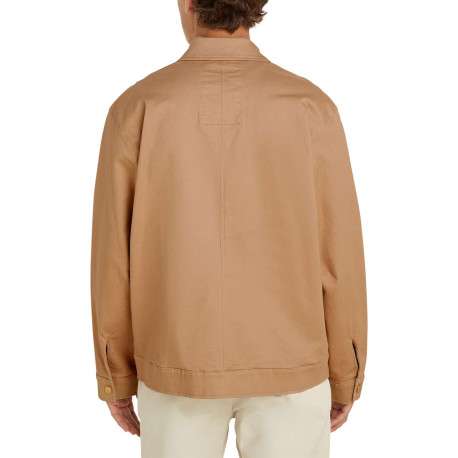 Blouson en coton sable uni avec une coupe droite et un col français - Image 4