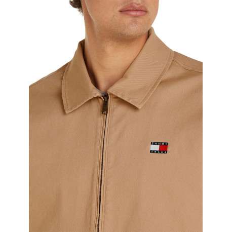 Blouson en coton sable uni avec une coupe droite et un col français - Image 5