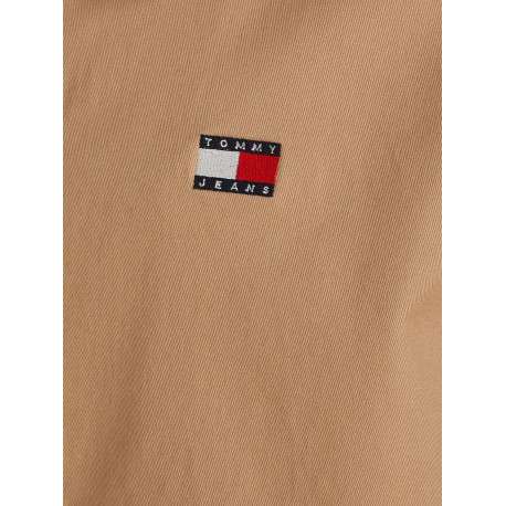 Blouson en coton sable uni avec une coupe droite et un col français - Image 6