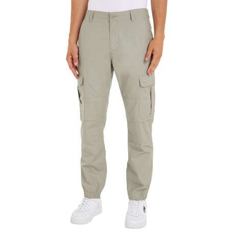 Pantalon Ethan en coton kaki uni avec une coupe cargo et poches cuisses - Image 3