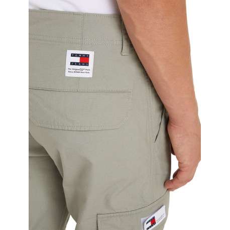 Pantalon Ethan en coton kaki uni avec une coupe cargo et poches cuisses - Image 5