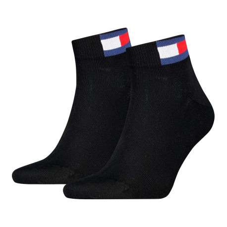 Lot de 2 paires de chaussettes en coton mélangé noires unies coupe courte