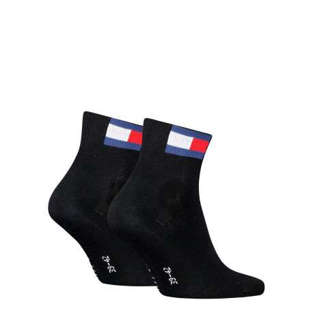 Lot de 2 paires de chaussettes en coton mélangé noires unies coupe courte - Image 2