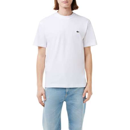 T-shirt en coton blanc uni avec une coupe droite et un col rond