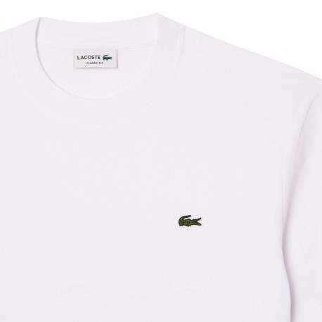 T-shirt en coton blanc uni avec une coupe droite et un col rond - Image 4