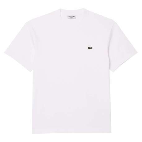 T-shirt en coton blanc uni avec une coupe droite et un col rond - Image 5