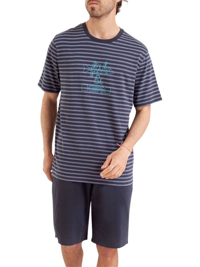 Pyjama court en coton parme...