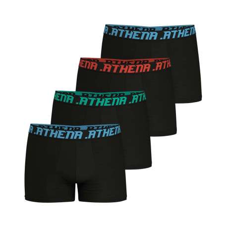 Lot de 4 boxers en coton noirs unis à coupe fermée et taille élastiquée