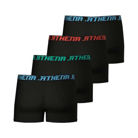 Lot de 4 boxers en coton noirs unis à coupe fermée et taille élastiquée - Image 2