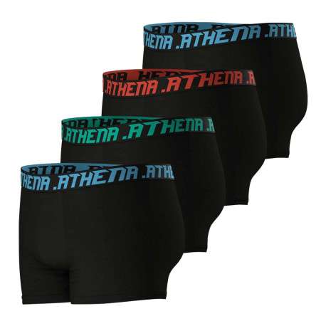 Lot de 4 boxers en coton noirs unis à coupe fermée et taille élastiquée - Image 3