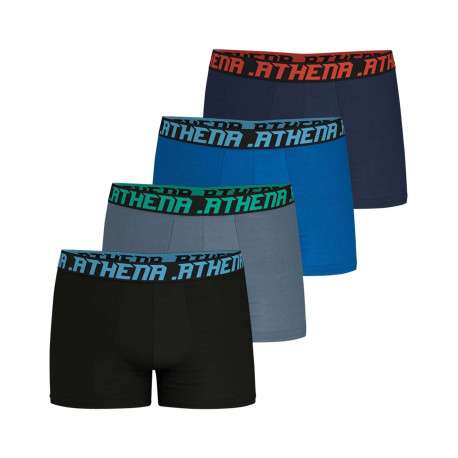 Lot de 4 boxers en coton multicolores unis à coupe fermée et taille élastiquée