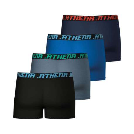 Lot de 4 boxers en coton multicolores unis à coupe fermée et taille élastiquée - Image 2